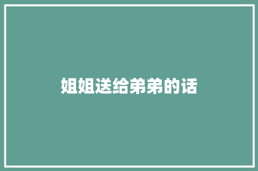 姐姐送给弟弟的话