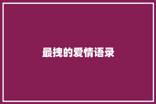 最拽的爱情语录
