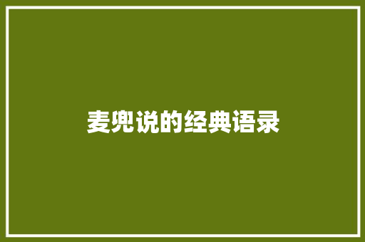 麦兜说的经典语录