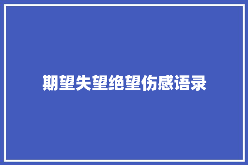 期望失望绝望伤感语录