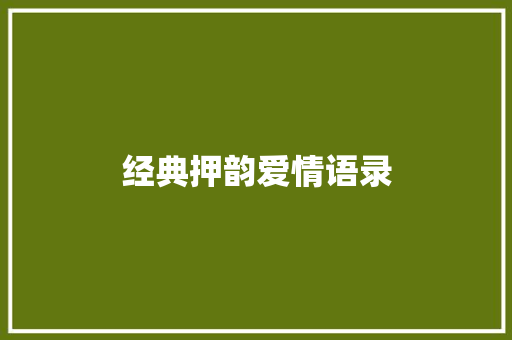 经典押韵爱情语录