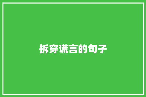 拆穿谎言的句子