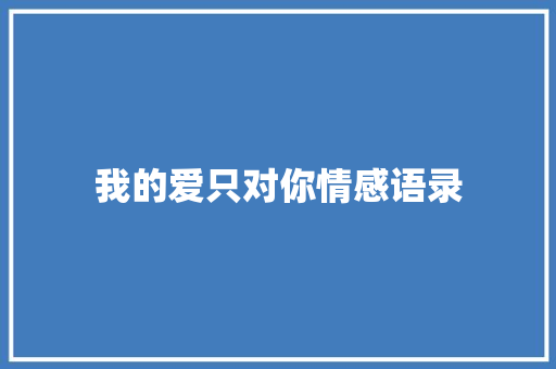 我的爱只对你情感语录