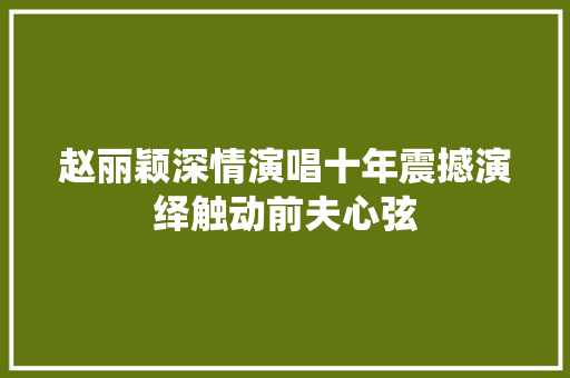 赵丽颖深情演唱十年震撼演绎触动前夫心弦 休闲娱乐