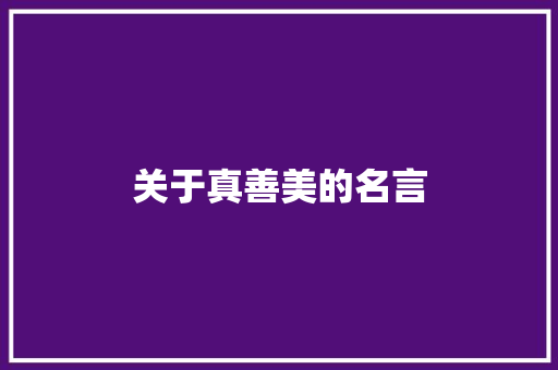 关于真善美的名言