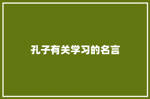 孔子有关学习的名言