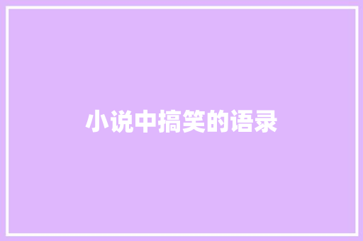 小说中搞笑的语录