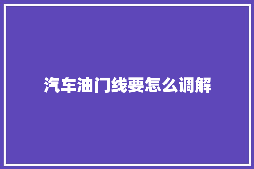 汽车油门线要怎么调解 汽车知识