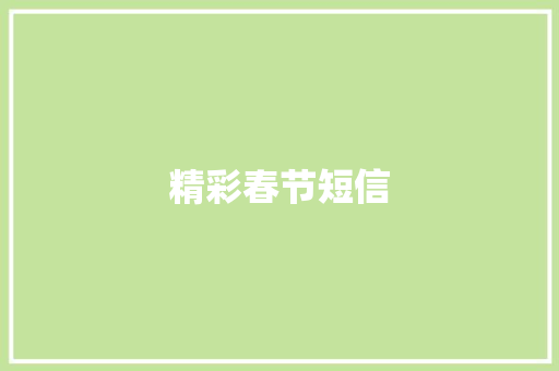 精彩春节短信