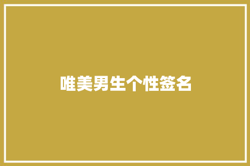 唯美男生个性签名