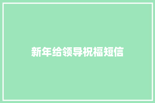 新年给领导祝福短信