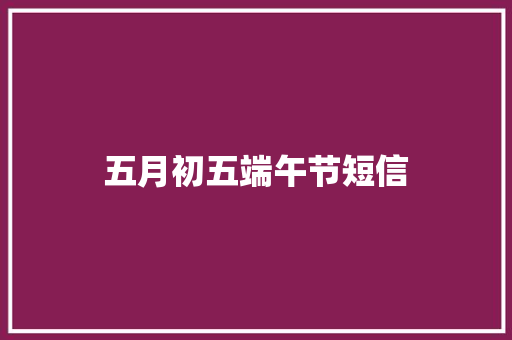 五月初五端午节短信
