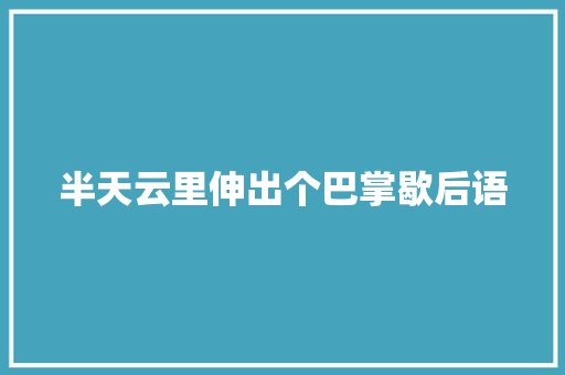 半天云里伸出个巴掌歇后语