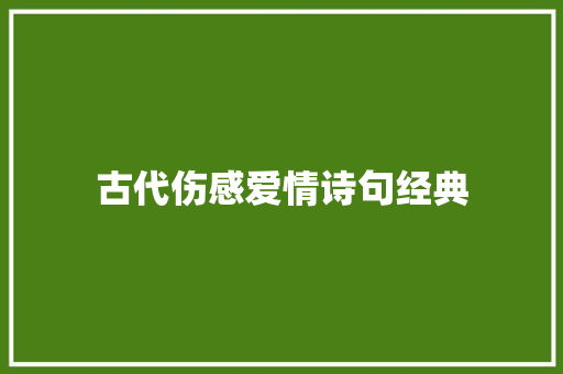 古代伤感爱情诗句经典