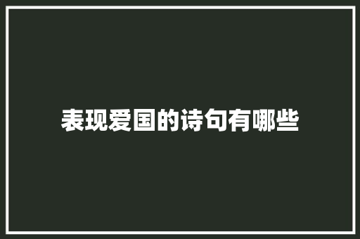 表现爱国的诗句有哪些
