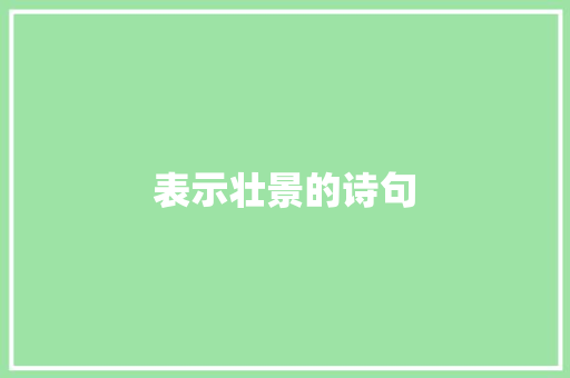 表示壮景的诗句