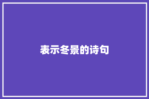表示冬景的诗句