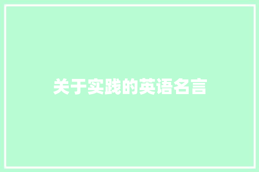 关于实践的英语名言