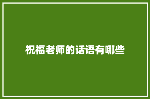 祝福老师的话语有哪些