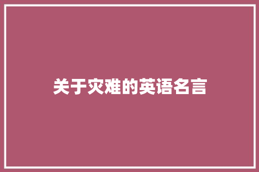 关于灾难的英语名言