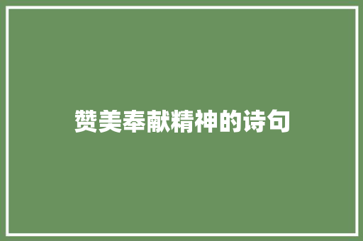 赞美奉献精神的诗句