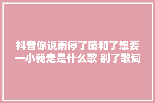 抖音你说雨停了晴和了想要一小我走是什么歌 别了歌词
