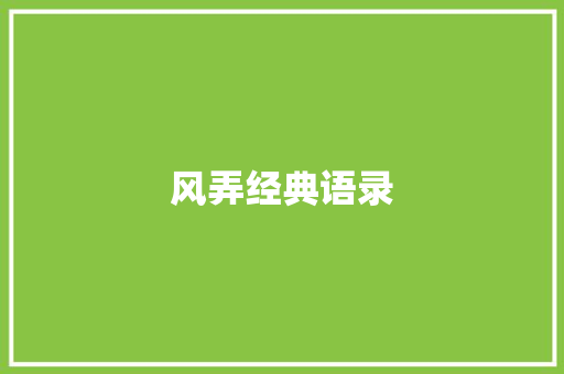 风弄经典语录