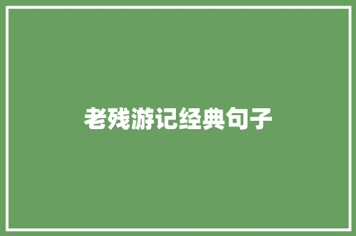 老残游记经典句子