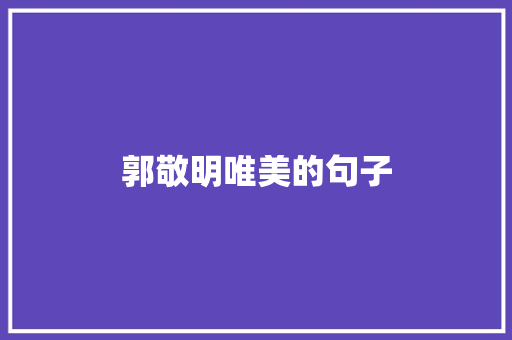 郭敬明唯美的句子