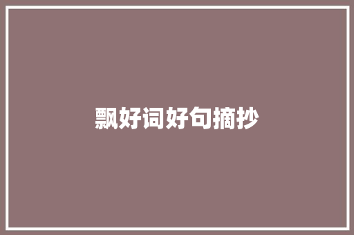 飘好词好句摘抄