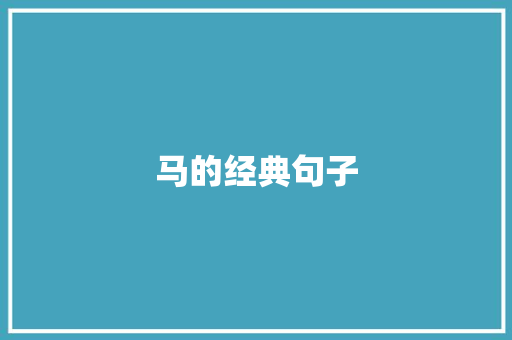 马的经典句子