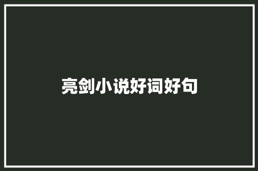 亮剑小说好词好句