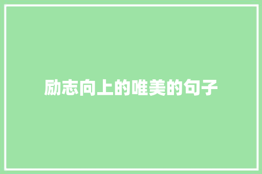 励志向上的唯美的句子