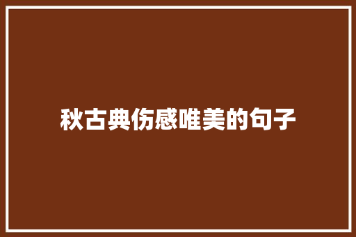 秋古典伤感唯美的句子