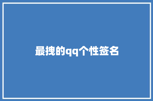 最拽的qq个性签名