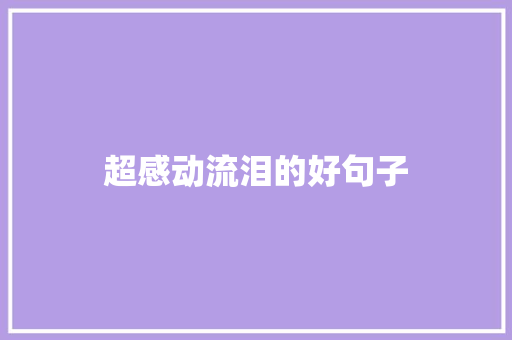 超感动流泪的好句子 知识百科