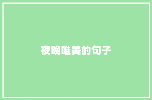 夜晚唯美的句子