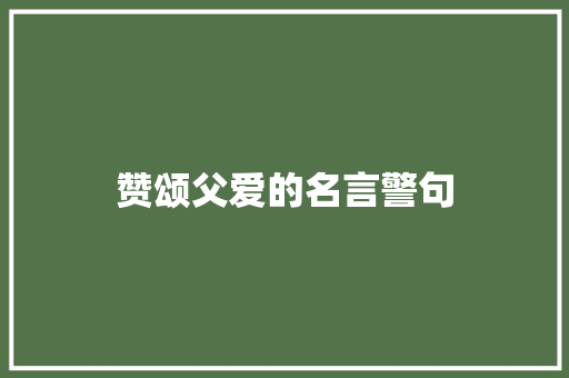 赞颂父爱的名言警句