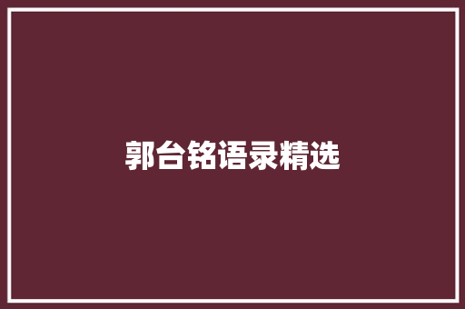 郭台铭语录精选