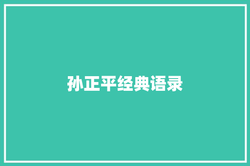 孙正平经典语录 知识百科