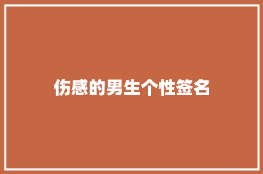 伤感的男生个性签名