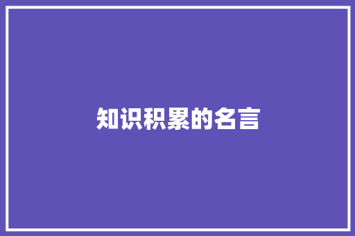 知识积累的名言