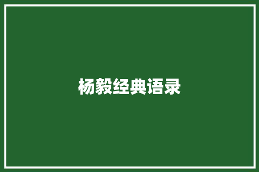 杨毅经典语录