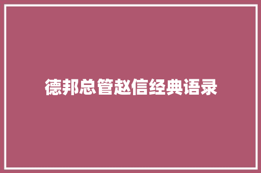 德邦总管赵信经典语录