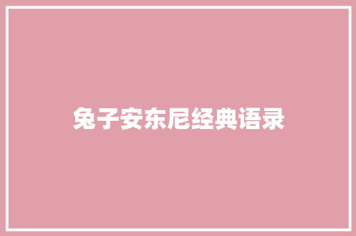 兔子安东尼经典语录