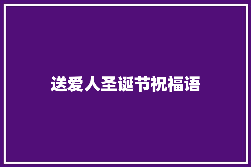 送爱人圣诞节祝福语