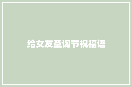 给女友圣诞节祝福语