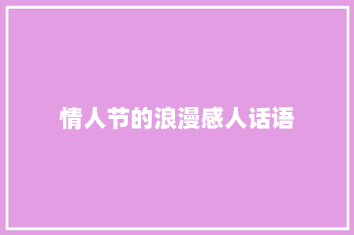 情人节的浪漫感人话语
