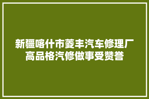 新疆喀什市菱丰汽车修理厂高品格汽修做事受赞誉