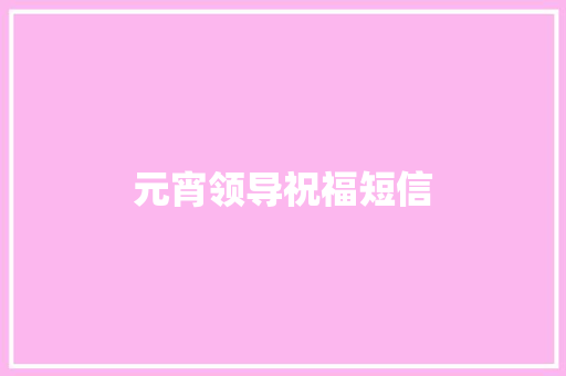 元宵领导祝福短信
